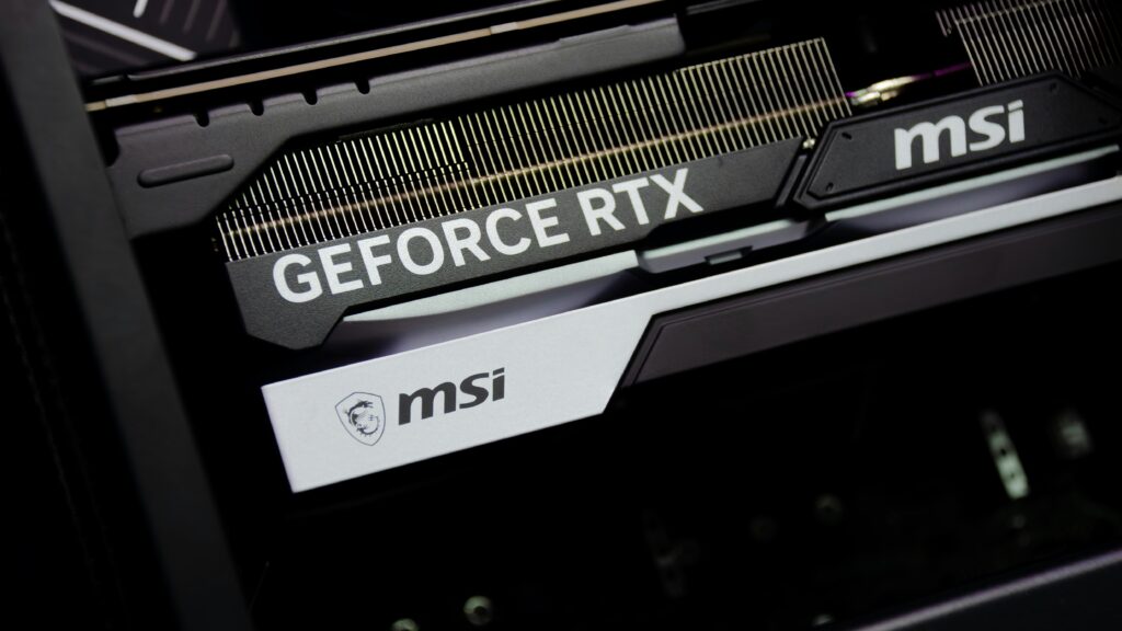 Close up picture of a RTX Graphics card