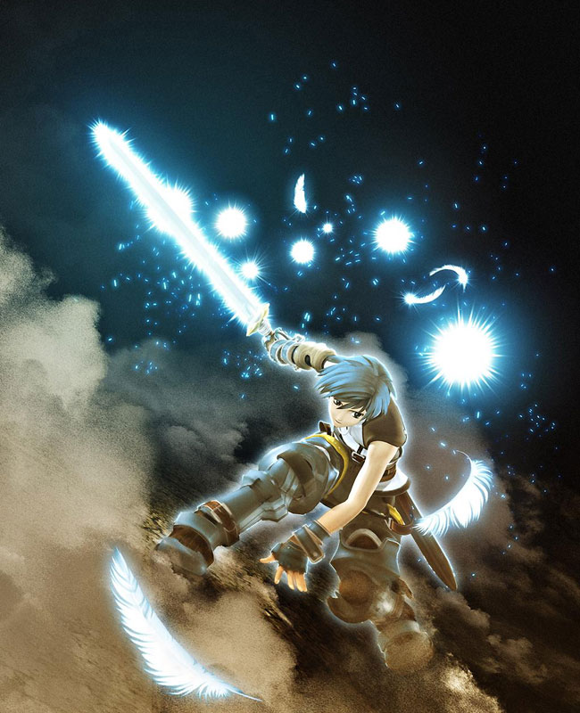 Fayt in a sword stance blue glowing sword and feathers. - Star Ocean 3 Kardashev Scale