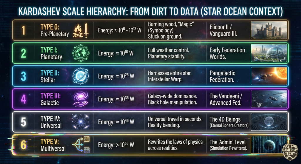 The Kardashev Scale Hierarchy Table.